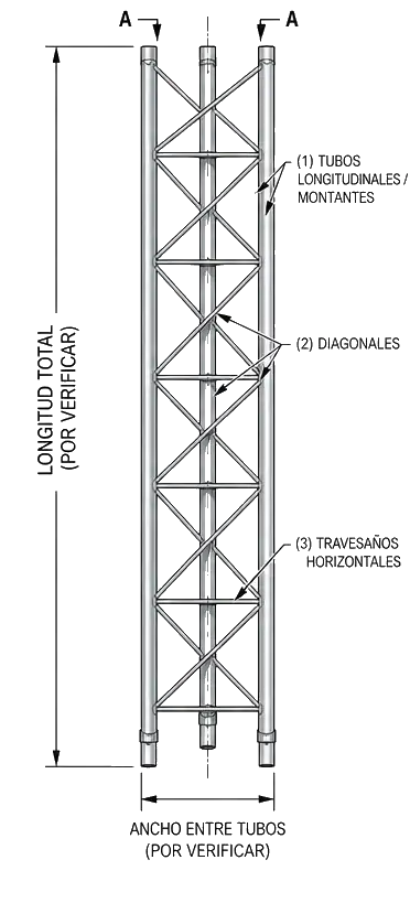 Torre semi-pesada — detalle de estructura